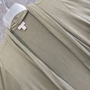 J Jill Women's XL Olive Green Open Front 3/4 Sleeve Stretch Cardigan Lightweight